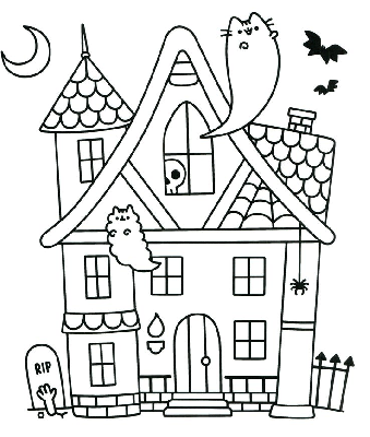 Kolorowanka koty Pusheen jako duchy